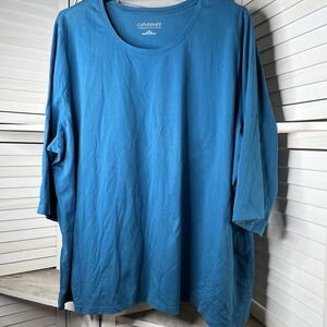 Catherines Suprema 4X Blue 3/4 Sleeve Stretch Knit Top 30/32W‎ Plus Size Women's